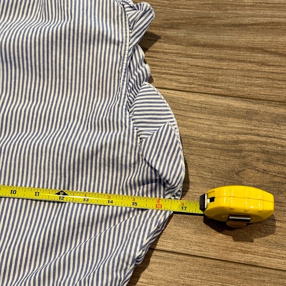 Kate Spade Blue and White Pinstriped Cotton Poplin Ruffle Sleeve Dress Size 6 - Picture 9 of 10